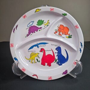 Vtg 1987 Old Spaghetti Factory Cartoon Dinosaur Anacapa Melamine Divided Plate